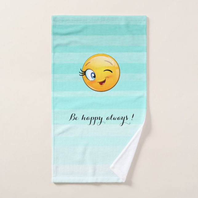 Winking Emoji Face-Be happy always   Bath Towel Set (Hand Towel)