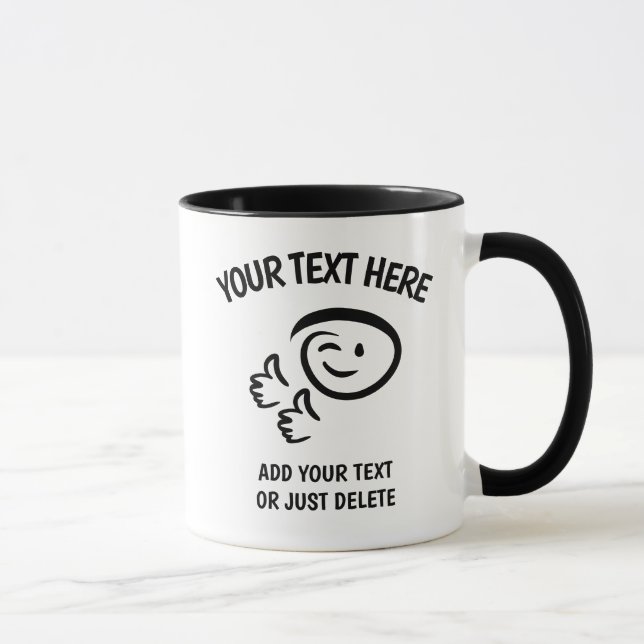 Winking Emoji Face Two Thumbs Up. Doodle. Template Mug (Right)