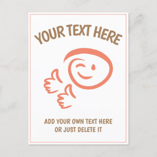 Winking Emoji Face Two Thumbs Up. Doodle. Template Postcard