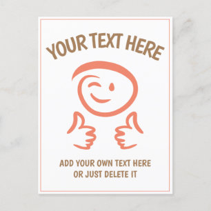 Winking Emoji Face Two Thumbs Up. Doodle. Template Postcard