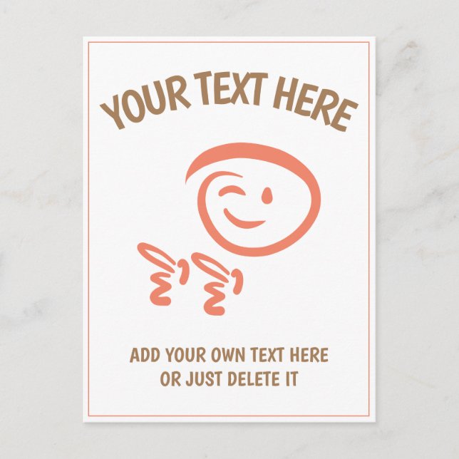 Winking Emoji Face with Fingerguns Doodle Template Postcard (Front)