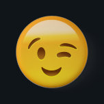 Winking Face Emoij 6 Cm Round Badge<br><div class="desc">Used to imply humour in written form,  or may alternatively be used suggestively,  as a form of flirtation. Also known as Winky Face Emoji,  Wink Face Emoji and Wink Emoji. 

 INSTAGRAM GIVEAWAY 
 POST A PIC WITH YOUR PURCHASE USE #EMOJIPRINTS & WIN EMOJIPRINTS GOODIES!</div>