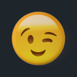 Winking Face Emoij 6 Cm Round Badge<br><div class="desc">Used to imply humour in written form,  or may alternatively be used suggestively,  as a form of flirtation. Also known as Winky Face Emoji,  Wink Face Emoji and Wink Emoji. 

 INSTAGRAM GIVEAWAY 
 POST A PIC WITH YOUR PURCHASE USE #EMOJIPRINTS & WIN EMOJIPRINTS GOODIES!</div>