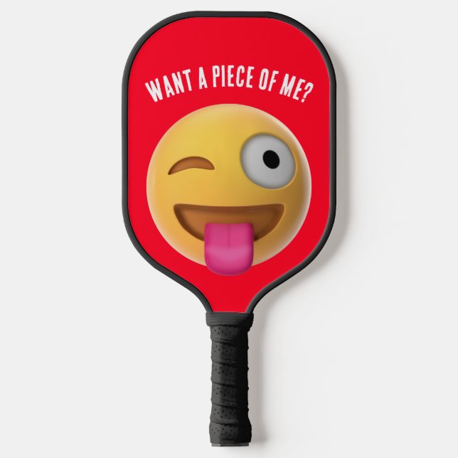 Winking Face Emoji with Tongue Pickleball Paddle (Front)