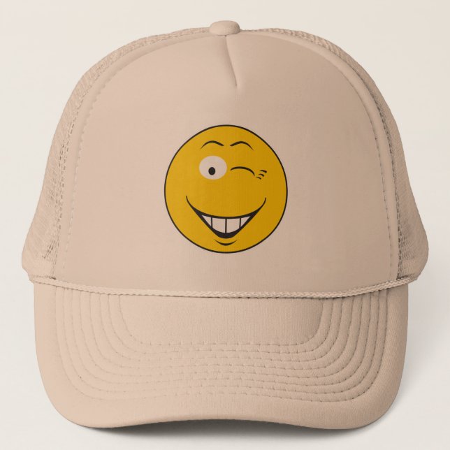 Winking Face Trucker Hat (Front)