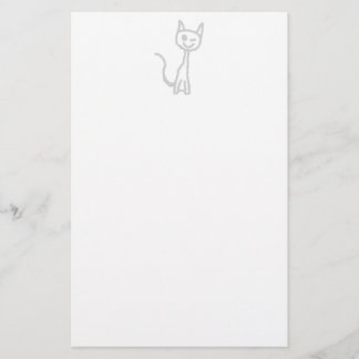 Winking Grey Cat. Stationery