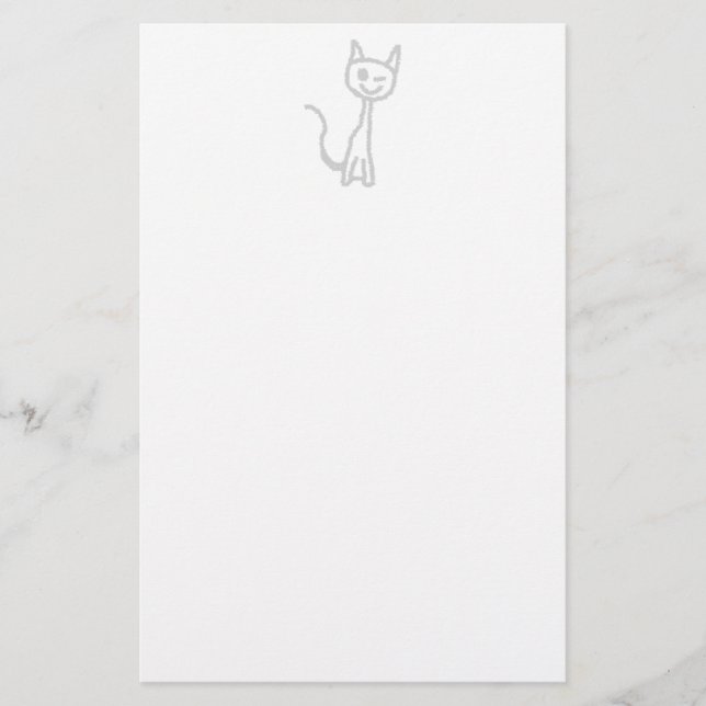 Winking Grey Cat. Stationery (Front)