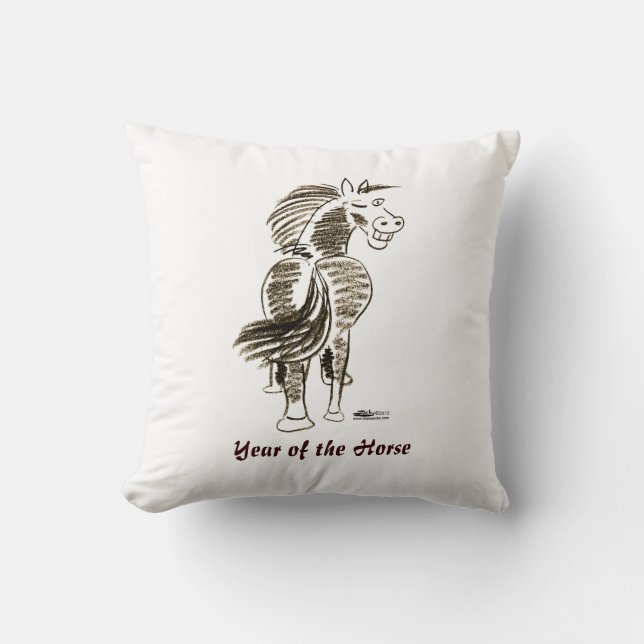 Winking Horse Good Luck! Cushion (Front)