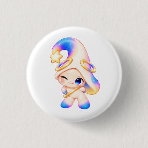 Winking Mischief Pastel Button - Cute Wry Pin