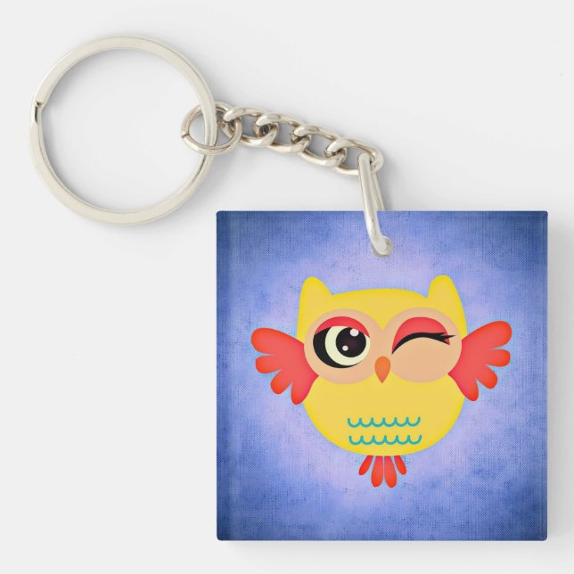 Winking Owl Acrylic Keychain (Front)