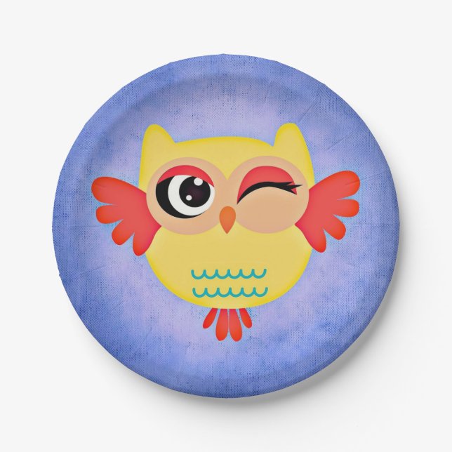 Winking Owl Paper Plate (Front)