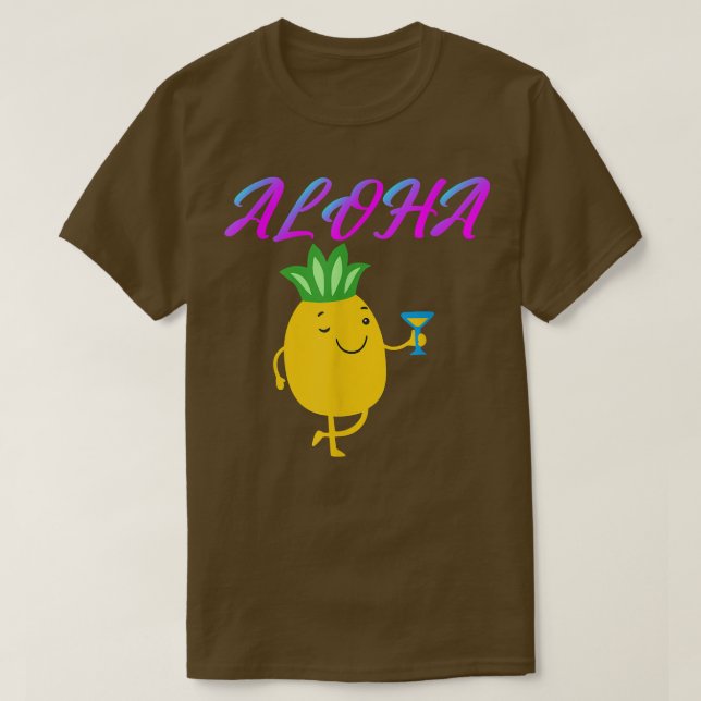 winking pineapple funny Aloha Hawaii Pineapple sum T-Shirt (Design Front)