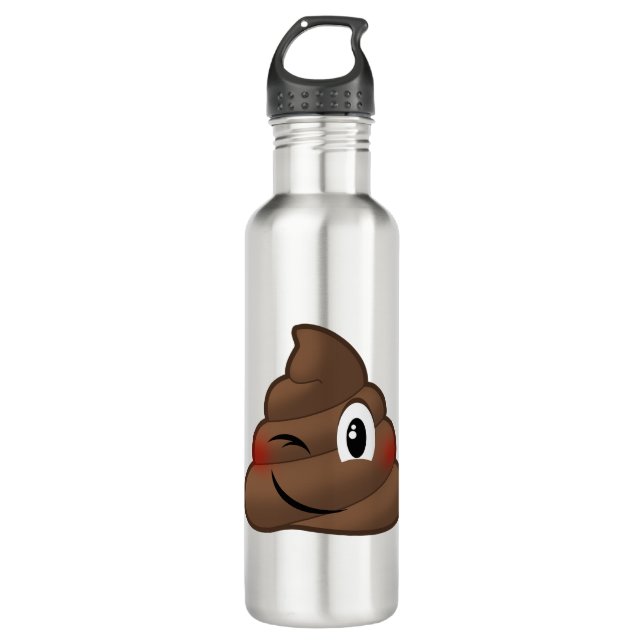 Winking Poop Emoji 710 Ml Water Bottle (Front)