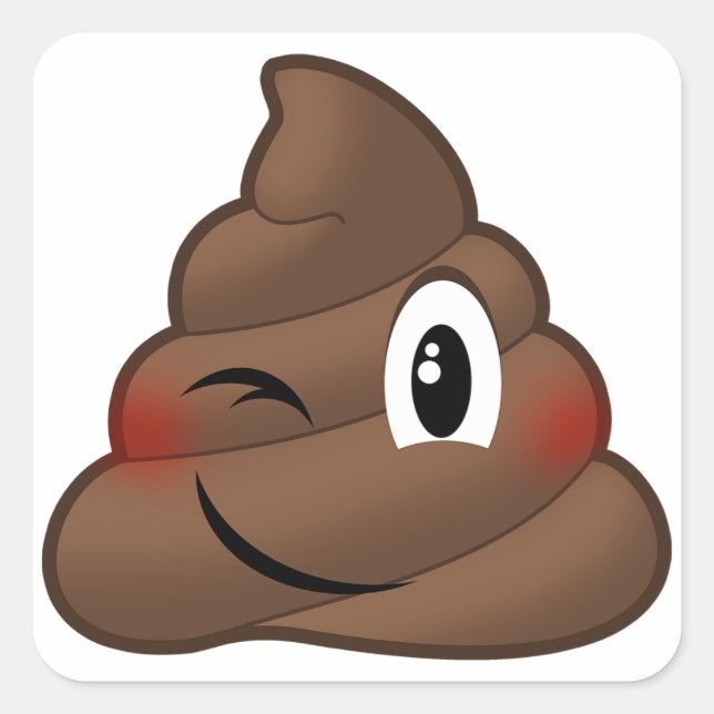 Winking Poop Emoji Square Sticker (Front)