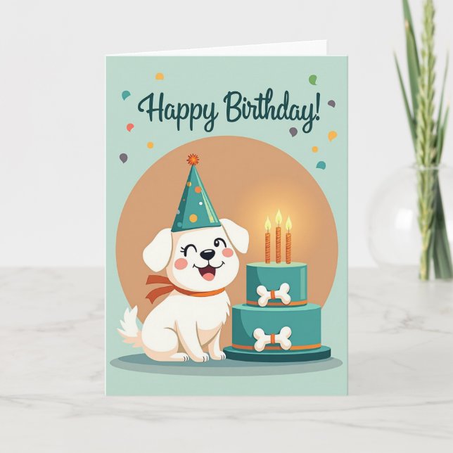 Winking Pup Birthday Card (Front)