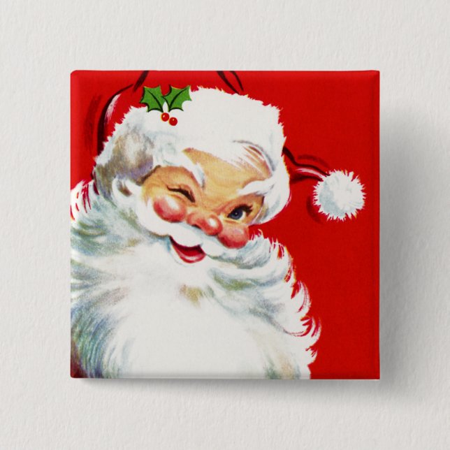 Winking Santa 15 Cm Square Badge (Front)