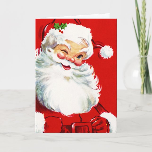 Winking Santa Holiday Card (Front)