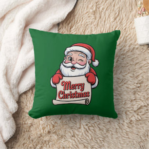 Winking Santa 🎅 "Merry Christmas" Cushion