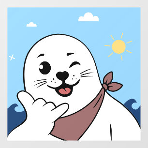 Winking Seal Wearing a Bandanna Throwing Shaka Sig