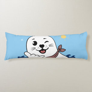 Winking Seal Wearing a Bandanna Throwing Shaka Sig Body Cushion