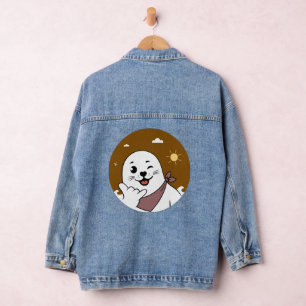 Winking Seal Wearing a Bandanna Throwing Shaka Sig Denim Jacket