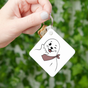 Winking Seal Wearing a Bandanna Throwing Shaka Sig Key Ring