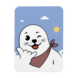 Winking Seal Wearing a Bandanna Throwing Shaka Sig Magnet