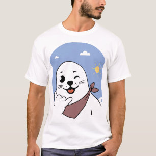 Winking Seal Wearing a Bandanna Throwing Shaka Sig T-Shirt