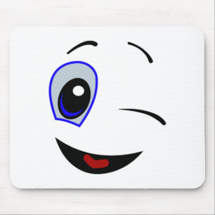 WINKING SMILEY FACE MOUSE PAD