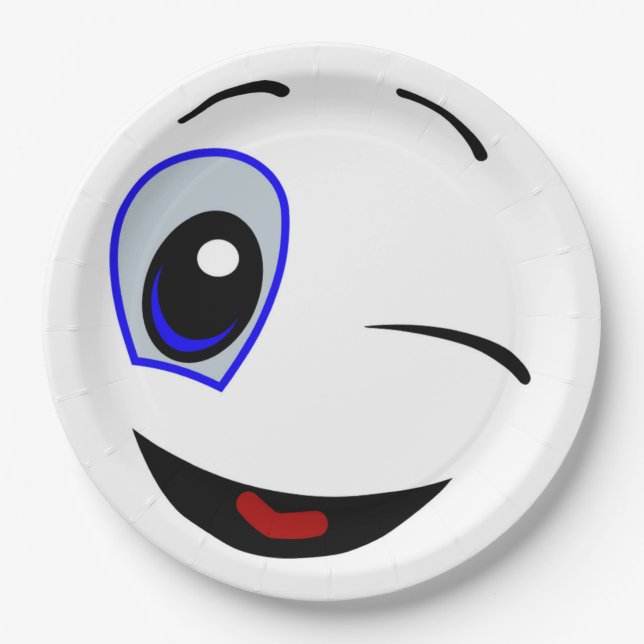 WINKING SMILEY FACE PAPER PLATE (Front)