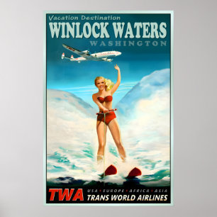 Winlock Waters Washington TWA Trans World Airlines Poster