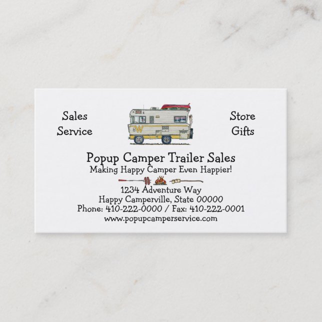 Winnebago Camper RV Apparel Business Card (Front)