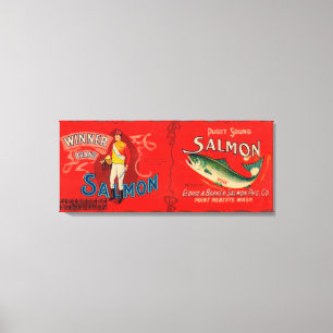 Winner Brand Salmon Label Canvas Print