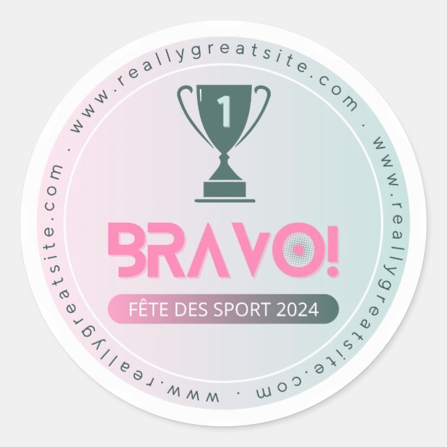 Winner Champion Label for sports day (Front)