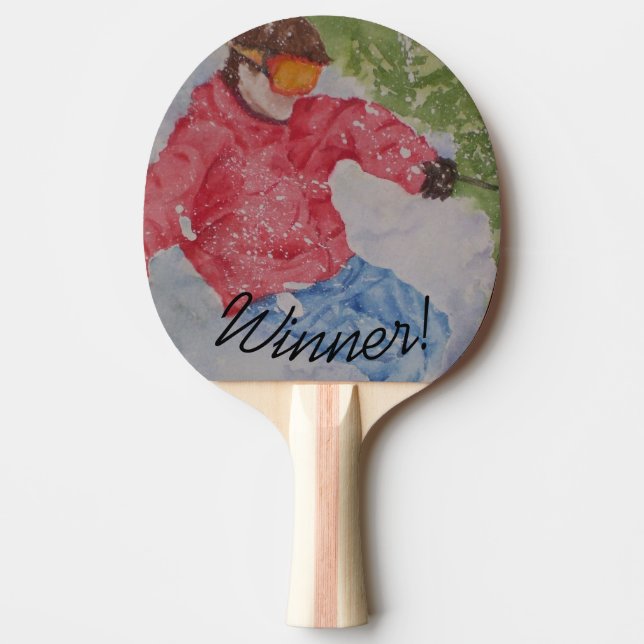 Winner Down Hill Snow Skier Ping Pong Paddle (Front)