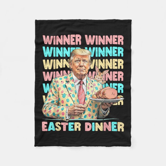 Winner Easter Dinner Days Trumps Bunny Rabbit Resu Fleece Blanket (Front)
