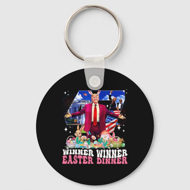 Winner Easter Dinner Trump Bunny Hunt Eggs Happy E Key Ring (Front)