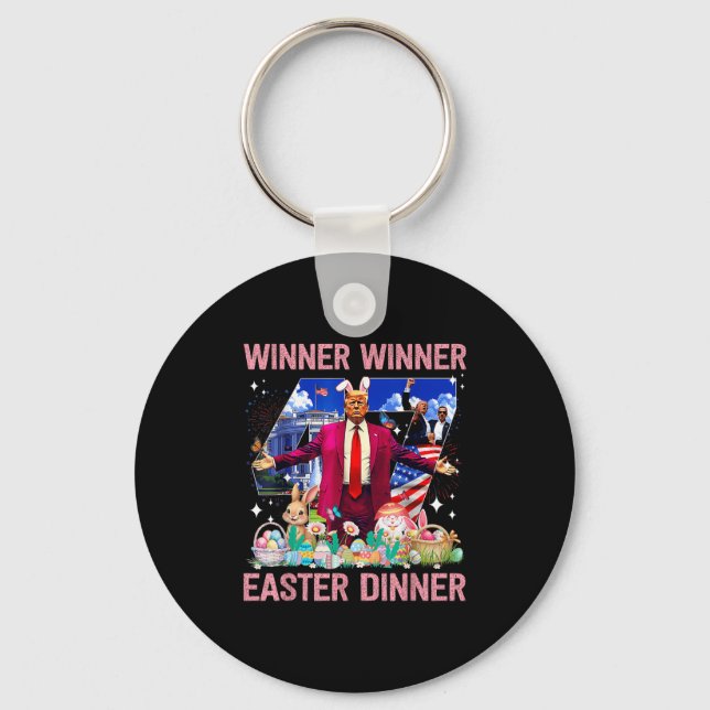 Winner Easter Dinner Trump Bunny Hunt Eggs Happy E Key Ring (Front)