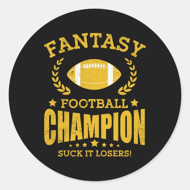 Winner Fantasy Football Champ Champion Draught Foo Classic Round Sticker (Front)