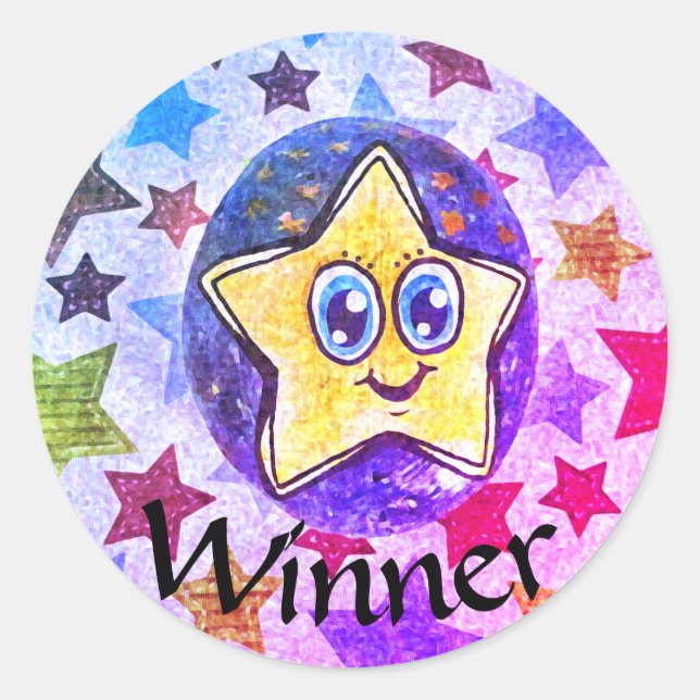 Winner, fine art star drawing sticker (Front)