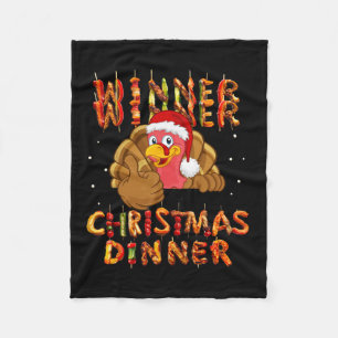 Winner Winner Christmas Dinner Santa Claus Trump T Fleece Blanket