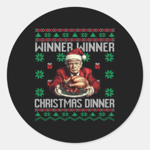 Winner Winner Christmas Dinner Santa Trump Ugly Sw Classic Round Sticker