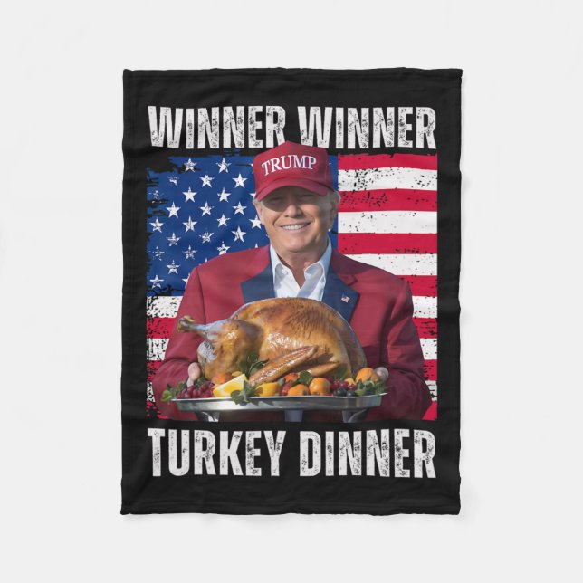 Winner Winner Christmas Dinner Santa Trump Ugly Sw Fleece Blanket (Front)