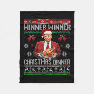 Winner Winner Christmas Dinner Santa Trump Ugly Sw Fleece Blanket