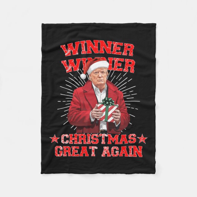 Winner Winner Christmas Great Again Trump Funny Hu Fleece Blanket (Front)