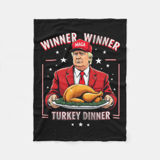 Winner Winner Turkey Dinner Donald Trump Christmas Fleece Blanket