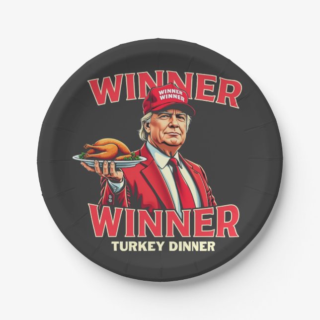 Winner Winner Turkey Dinner Trump Thanksgiving Paper Plate (Front)
