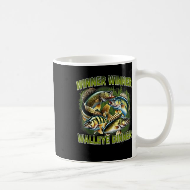 Winner Winner Walleye Dinner Funny Walleye Fishing Coffee Mug (Right)