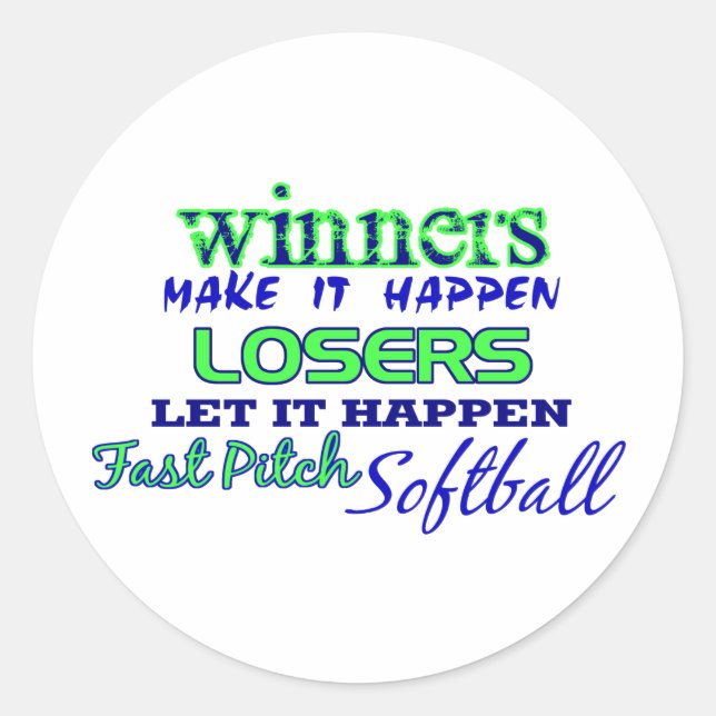 Winners....Fast Pitch Softball Classic Round Sticker (Front)