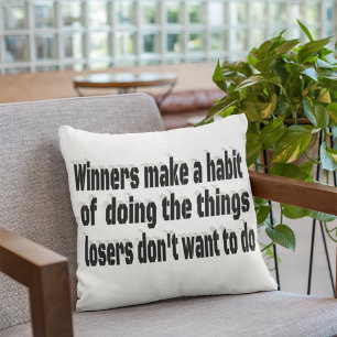 Winners Habits Motivational Quote  Cushion